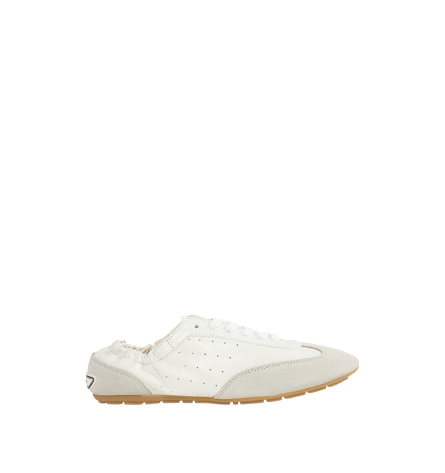 Image 1 of 5 - WHITE - SAINT LAURENT Lewis Sneakers in leather and suede featuring low-top, laced closure, an elasticized heel counter, supple sole and SAINT LAURENT signature patch at the back. Lambskin, calfskin. Made in Italy.