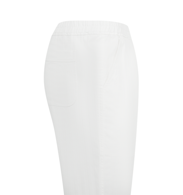Image 3 of 3 - WHITE - TOM FORD Herringbone Stripe Pleated Lounge Pants featuring cotton and silkblend herringbone lounge pants, elasticized waistband, four-pocket styling, button fly and pleats at front. 66% cotton, 34% silk. Made in Italy.