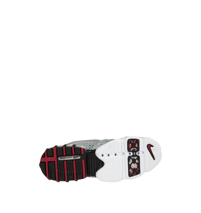 Image 4 of 5 - GREY - NIKE Air Zoom Spiridon Cage 2 Sneaker featuring a caged Zoom Air unit, lightweight flexibility, full-length foam midsole, durable traction, durable rubber pods on the outsole and mesh upper.