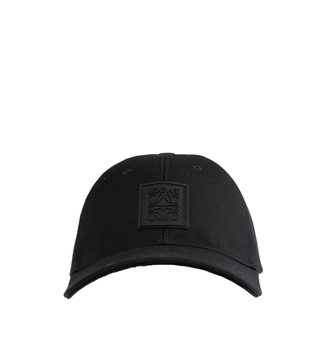 Image 1 of 2 - BLACK - LOEWE Patch Cap featuring an adjustable strap with a LOEWE Anagram patch in rubber, anagram engraved metal slider, herringbone cotton canvas lining and LOEWE rubber tab. Canvas. Made in Italy.  