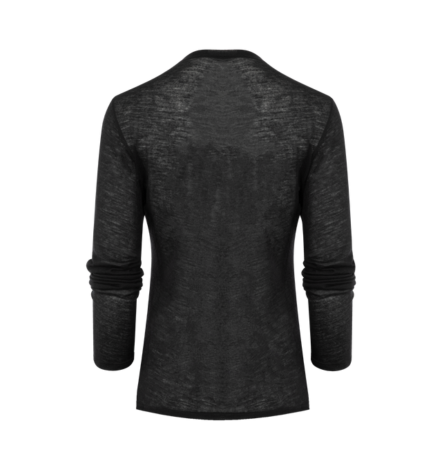 Image 2 of 2 - BLACK - THE ROW Iverness Top in Cashmere featuring long-sleeved crewneck top in featherlight cashmere jersey with ribbed collar and slim fit. 100% cashmere. Made in Italy.