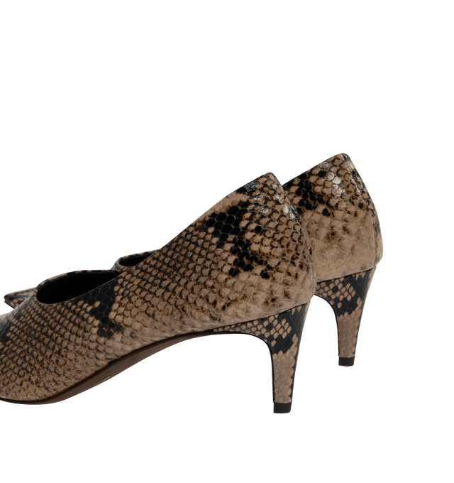 Image 3 of 4 - BROWN - Khaite Womens Marlene Pumps are crafted from snake-effect leather. Feature a square toe, sculptural heel, leather lining, and leather sole. Main Material: Leather. Made in Italy.