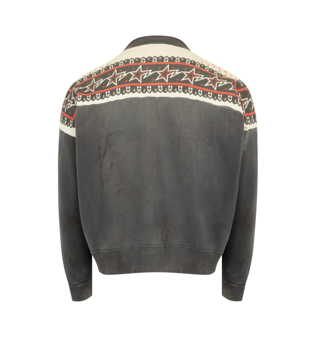 Image 2 of 2 - GREY - SAINT MICHAEL Bape Zip Cardigan featuring zip-up crewneck sweat, ribbed hem and cuffs and washed effect. 100% cotton. Made in Japan.