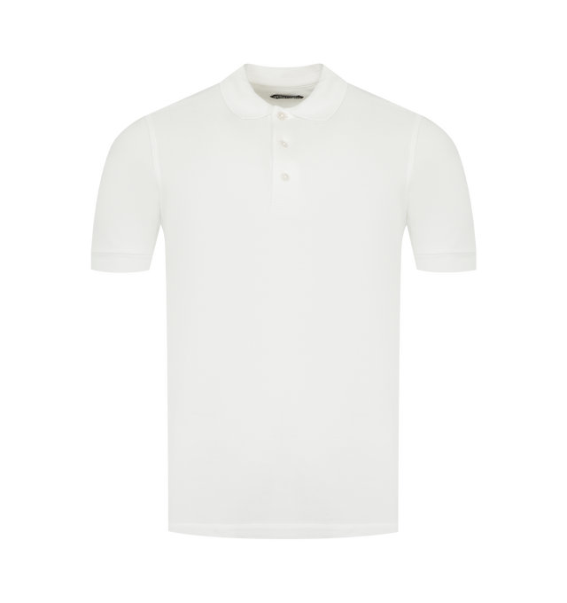 Image 1 of 2 - WHITE - TOM FORD Lyocell & Cotton Piqu Polo featuring short-sleeve polo, side vents, a classic spread collar and button half placket. 67% lyocell, 33% cotton. Made in Portugal.