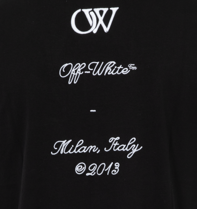 Image 5 of 8 - BLACK - OFF-WHITE 23 Logo Tee featuring embroidered logo, slim fit, crew neck, short sleeves and straight hem. 100% cotton.  
