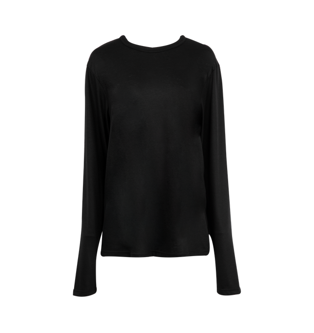 Image 1 of 2 - BLACK - GABRIELA HEARST Pacific Long Sleeve T-Shirt featuring long sleeves, crewneck and draped fit. 100% cashmere. Made in Italy.