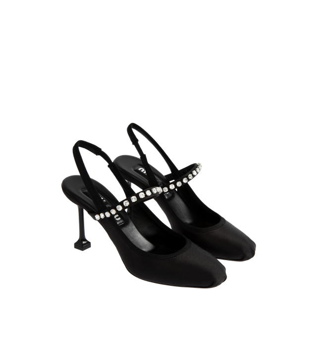 SATIN SLINGBACK PUMPS WITH CRYSTALS