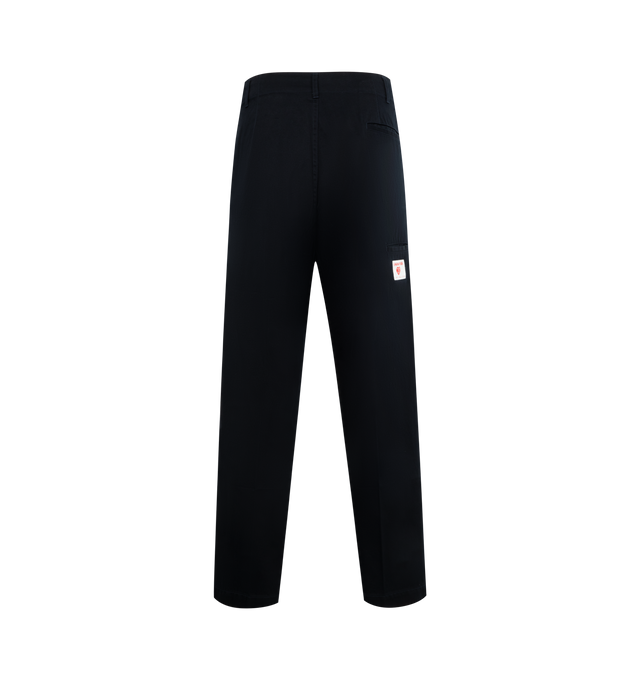 Image 2 of 3 - NAVY - HUMAN MADE Skater Pants featuring chino pants with a wide silhouette, left side pocket is sized to fit an iPhone and carabiner clip also included. 100% cotton.