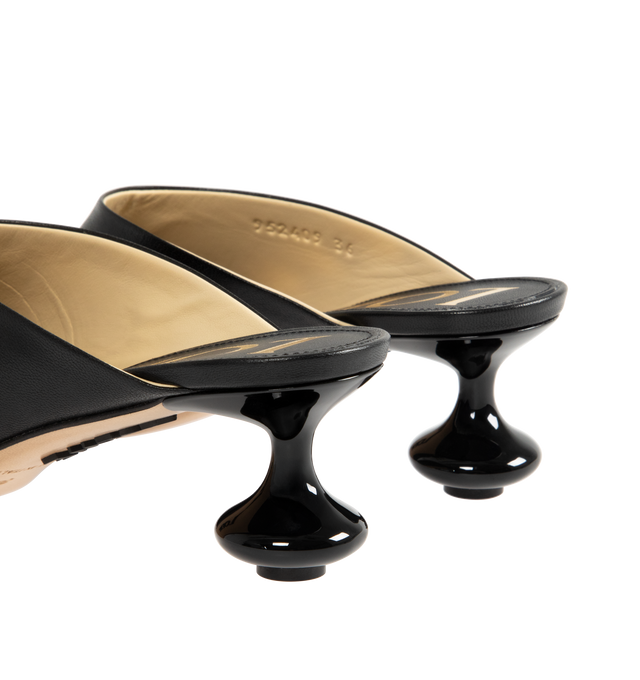 Image 3 of 4 - BLACK - LOEWE Toy Mule crafted in goatskin with a petal shaped toe and lacquered signature toy heel. 45MM heel. Goatskin. Made in Italy.