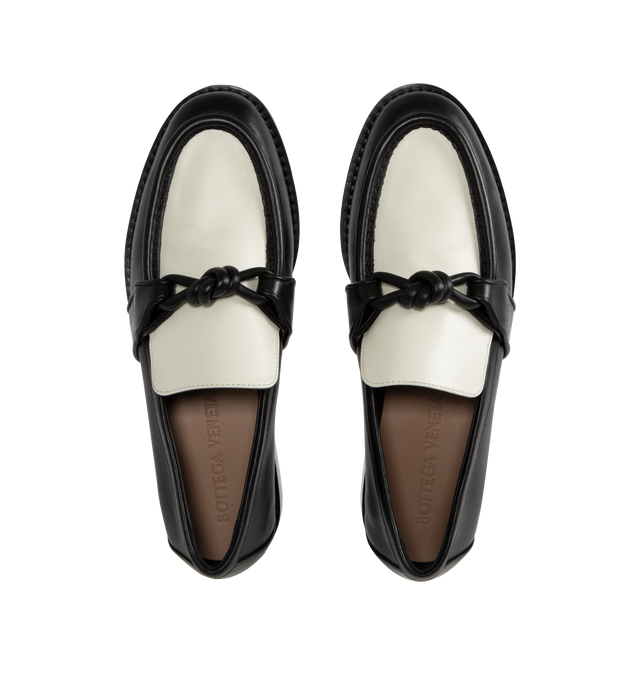 Image 4 of 4 - BLACK - BOTTEGA VENETA Astaire Loafer featuring soft bi-colour calfskin leather with signature knot detail. Calfskin. Leather outsole. Made in Italy.