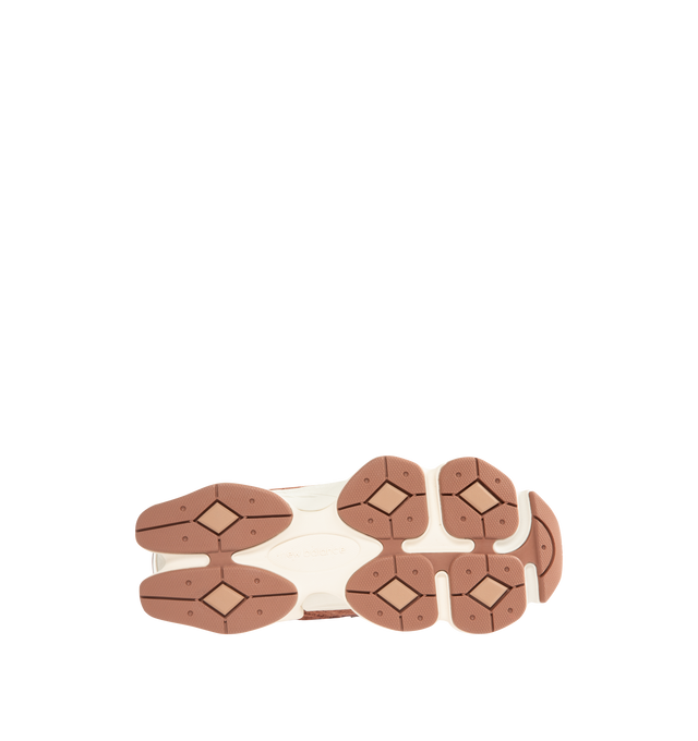 Image 4 of 5 - BROWN - NEW BALANCE 9060 Sneaker featuring chunky sole, lace-up fastening, padded collar, mesh upper with boar suede overlays, dual density midsole with ABZORB and SBS cushioning, logo on tongue and diamond pattern on the sole.