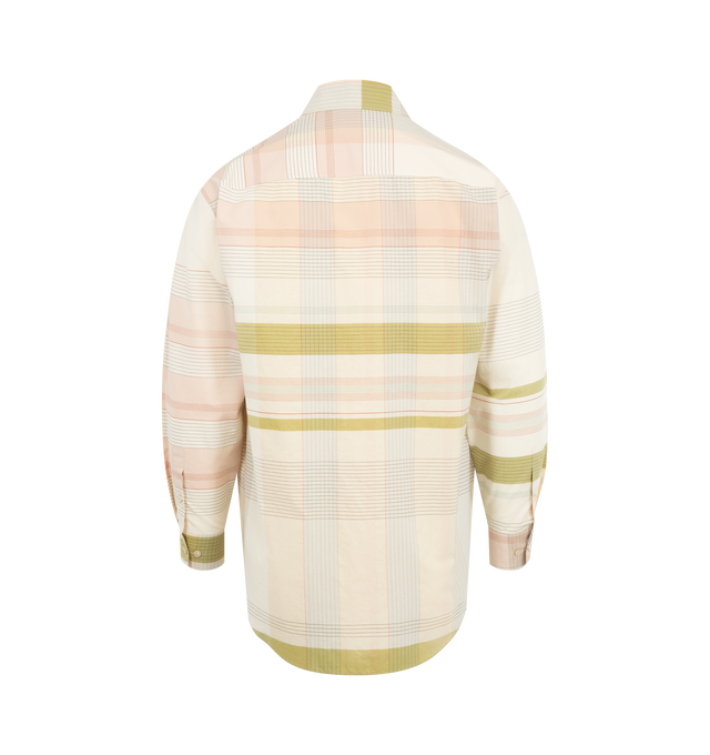 Image 2 of 2 - MULTI - LEMAIRE Relaxed Shirt featuring loose fit, dropped collar, pointed collar, plaid and rounded hem.