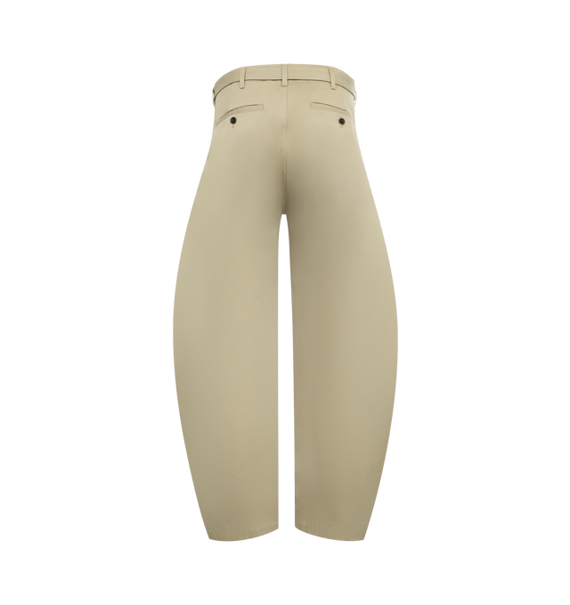 Image 2 of 3 - NEUTRAL - SACAI Cotton Chino Pants featuring high waist, wide leg, side pockets, back welt pockets, twisted seams and detachable belt. 100% cotton. Made in Japan.