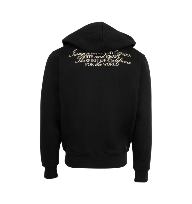 Image 2 of 2 - BLACK - AMIRI Spirit Zip Hoodie featuring a woven label appliqu, kangaroo pocket, double-zip closure, fixed hood and graphic print on back. 100% cotton.