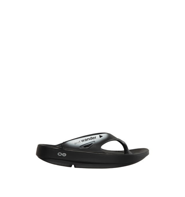 Image 1 of 4 - BLACK - AND WANDER x OOFOS Original Recovery Sandal featuring Synthetic Elastomer Upper and OOfoam Outsole. 