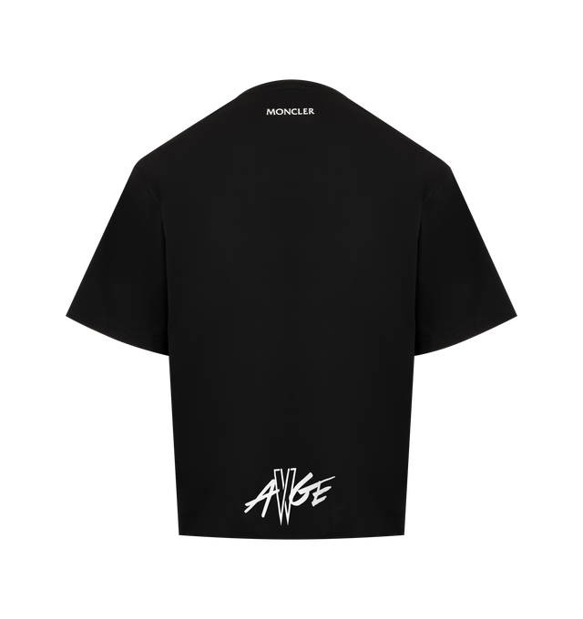 Image 2 of 2 - BLACK - Moncler x A$AP Rocky Cotton T-Shirt featuring cotton jersey, crew neck, short sleeves, logo print, logo patch and oversized fit. 100% cotton.