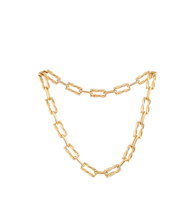 Image 1 of 2 - GOLD - Boochier Jumbo Single Pave Ties Link Necklace features 18k recycled yellow gold, 1.2 carats white diamonds and 16" long chain. Hirshleifers offers a range of pieces from this collection in-store. For personal consultation and detailed information about jewelry, please contact our dedicated stylist team at personalshopping@hirshleifers.com.This item may be restricted for online purchase to international clients. For assistance purchasing this item please contact our dedicated stylist