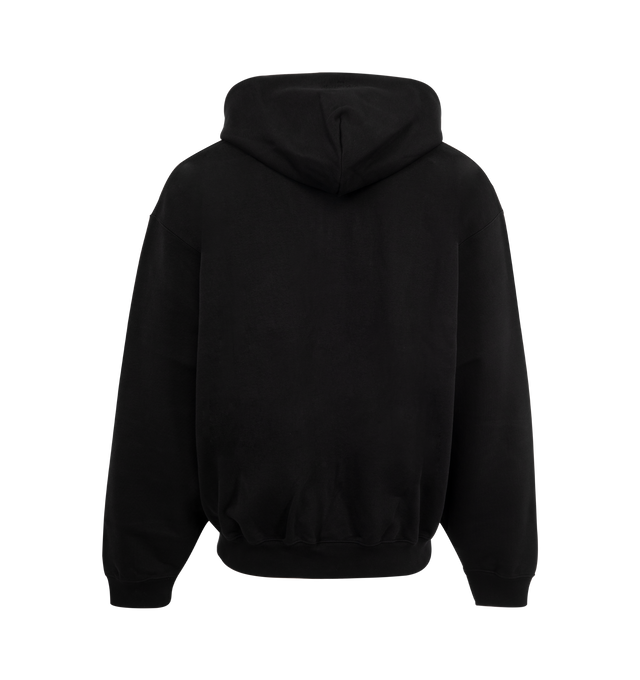 Image 2 of 2 - BLACK - VETEMENTS Logo Oversized Zip-Up Hoodie featuring oversized fit, french terry, drawstring at hood, two-way zip closure, patch pockets and rib-knit hem and cuffs. 80% cotton, 20% polyester. Made in Portugal.