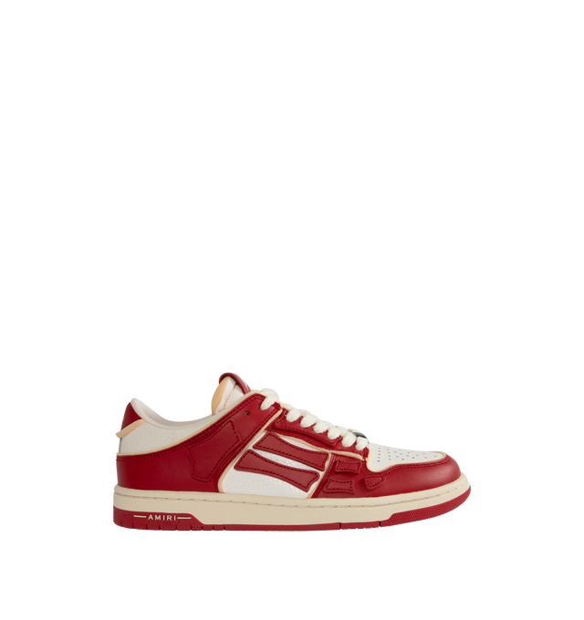 Image 1 of 5 - RED - AMIRI Collegiate Skel Top low sneakers featuring leather upper, front lace-up closure, logo details and rubber sole. 100% leather.