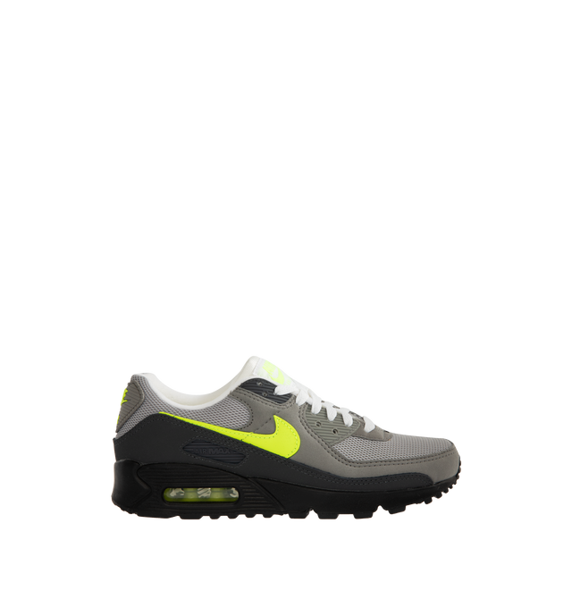 Image 1 of 5 - GREY - NIKE Air Max 90 Sneaker featuring high-constrast look, Nike Air technology and rubber waffle outsole.
