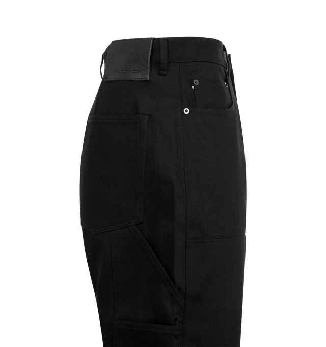 Image 3 of 3 - BLACK - Rick Owens DRKSHDW Geth Pant featuring concealed front button closure, belt loops, logo detail, five pockets and a Double Knee reinforcement. 100% cotton. Made in Japan.