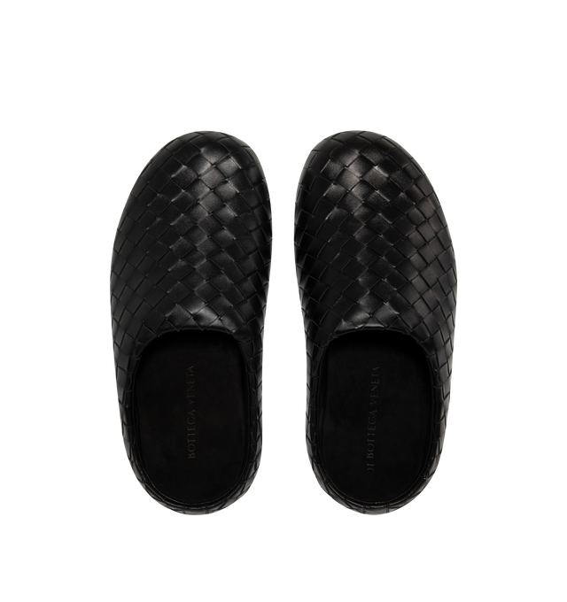 Image 4 of 4 - BLACK - Bottega Veneta Mens Slip-on mule is crafted from a woven Intrecciato leather, leather lining, and durable outsole. Upper: Leather; Lining: Calfskin; Outsole: Rubber. Made in Italy.