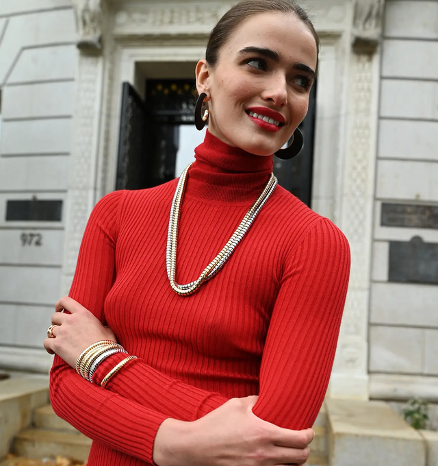 Image 2 of 2 - GOLD - SIDNEY GARBER 75th Anniversary Rolling Bracelet featuring a narrow 7.5mm single bracelet handmade from a continuous piece of flexible, lightweight 18k gold.