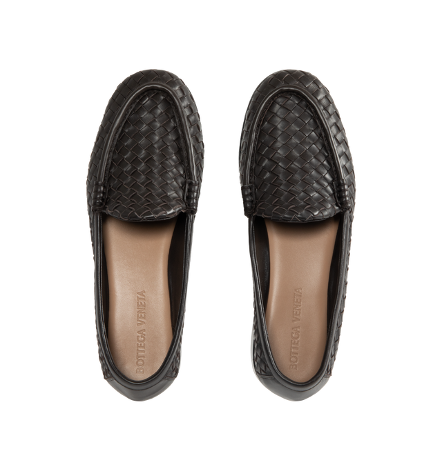 Image 4 of 4 - BROWN - BOTTEGA VENETA Silenzio Loafer featuring loafer realised in supple nappa leather with Intrecciato craft. Lambskin. Made in Italy.