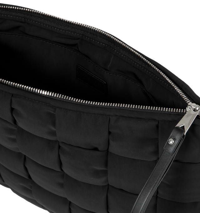 Image 3 of 3 - BLACK - BOTTEGA VENETA Cassette Large Padded Pouch featuring intrecciato-woven nylon taffeta pouch and zippered closure. Made in Italy. 