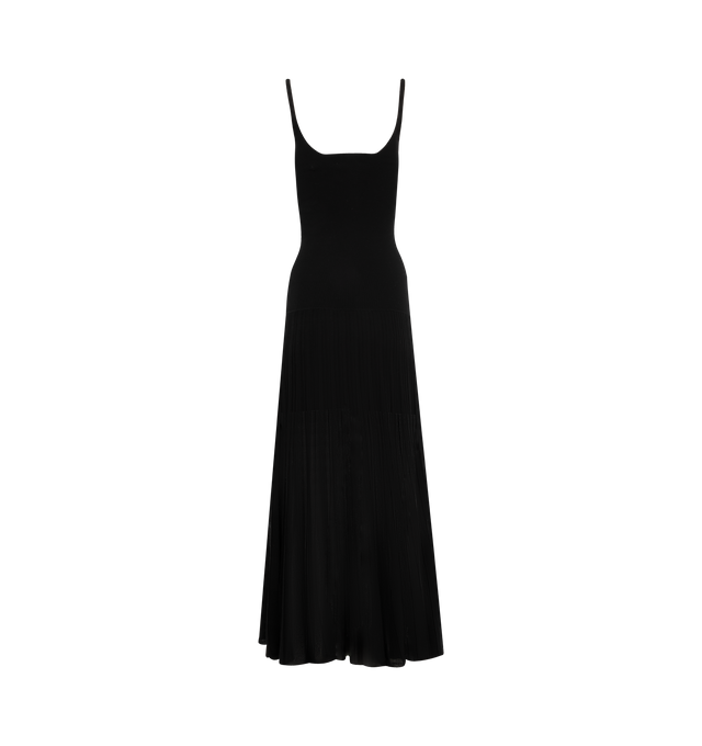 Image 2 of 2 - BLACK - ISABEL MARANT Velma Dress featuring pleated skirt, plunging V-neck, sleeveless, square back and pulls over. 49% cotton, 45% viscose, 5% polyamide, 1% elastane.