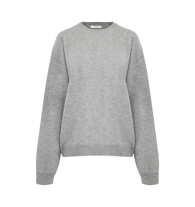 Image 1 of 2 - GREY - The Row Leora Sweatshirt in Cashmere Classic crewneck sweater in ultrafine cashmere with relaxed fit, looped terry interior, and ribbed neckline, cuffs, and hem.100% Cashmere. Made in Italy.