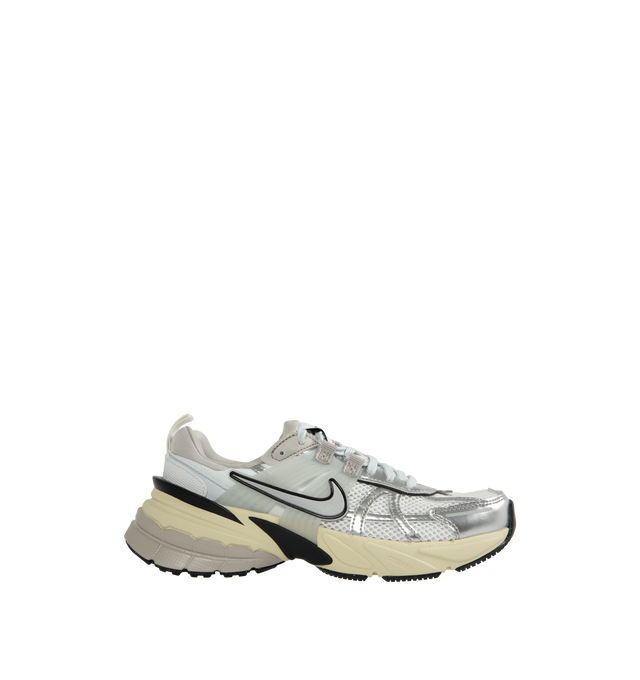 Image 1 of 5 - SILVER - NIKE V2K Run Sneaker featuring mesh upper, dual-density foam midsole, translucent plastic accents and rubber outsole.