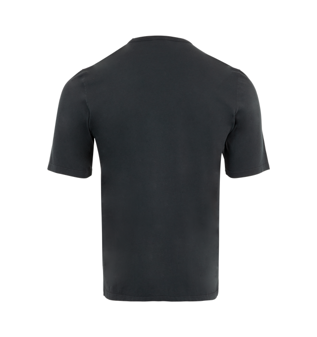 Image 2 of 3 - BLACK - Saint Laurent Men's Embroidered Logo T-Shirt has a crew neck, tonal embroidered logo, and short sleeves. 100% cotton. Made in Italy.