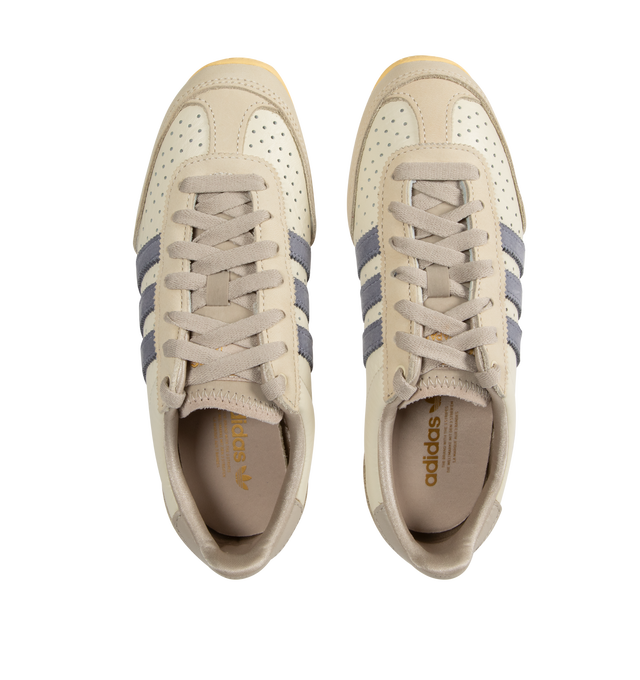 Image 5 of 5 - MULTI - Adidas Japan W Sneakers are a low top, lace-up style with leather uppers, perforations for breathability, double stitching at the toes and heel counters for durability and support, textured EVA midsoles, and signature gold branding.