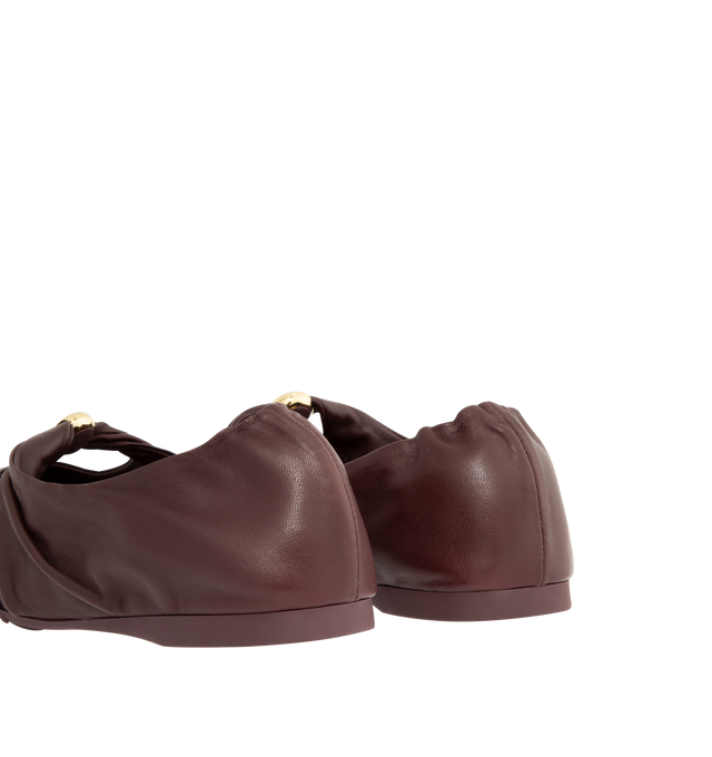 Image 3 of 4 - BROWN - Loewe Women's Pebble Soft Ballerina Flat in supple nappa lambskin with a flexible upper engineered for extra comfort, featuring a metallic pebble with an Anagram engraved detail and a signature petal toe shape, padded leather insole and Anagram embossed rubber outsole. Nappa lambskin. Made in Italy.