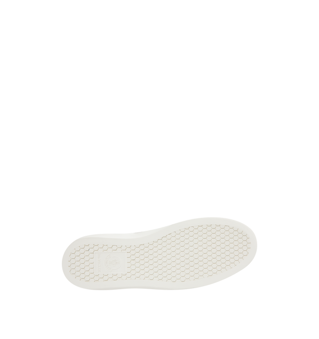 Image 4 of 5 - WHITE - MONCLER Monaco2 Leather & Glitter Sneakers featuring calf leather, reflective fabric and glitter split leather upper, mesh and leather insole, rubber sole, lace-up closure and glitter split leather monogram patch. Sole height 3 cm. Leather. Lining: 100% polyamide/nylon. Sole: 100% elastodiene.