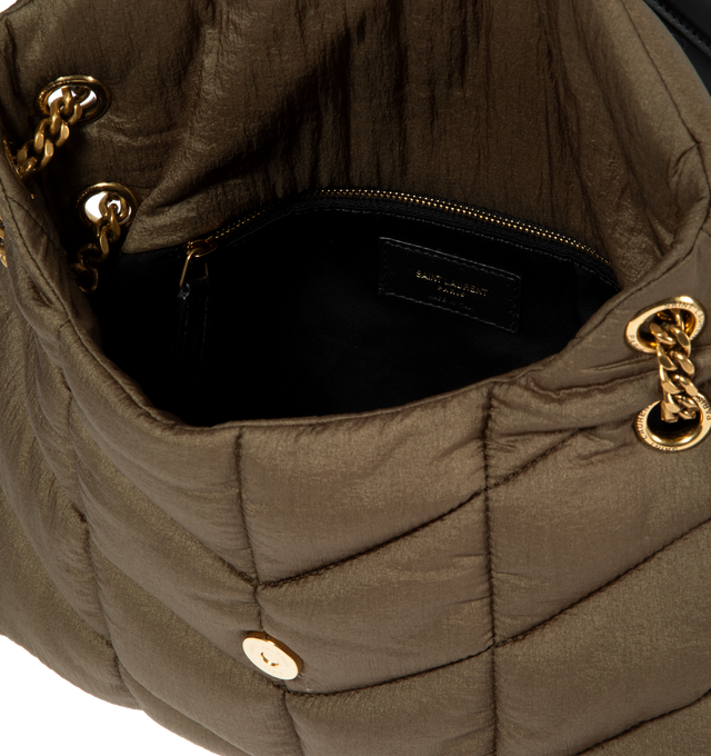 SMALL PUFFER IN QUILTED NYLON AND LEATHER