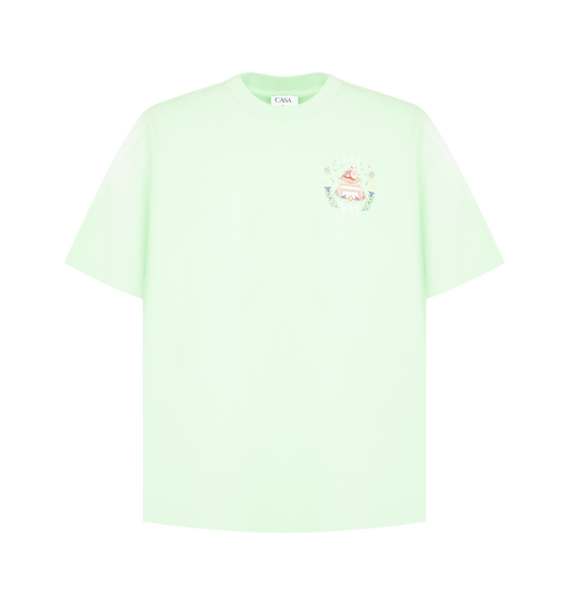 Image 1 of 2 - GREEN - CASABLANCA Classic T-Shirt featuring short-sleeves, signature artwork and classic crew neck in a relaxed silhouette. 100% organic cotton. Made in Portugal.
