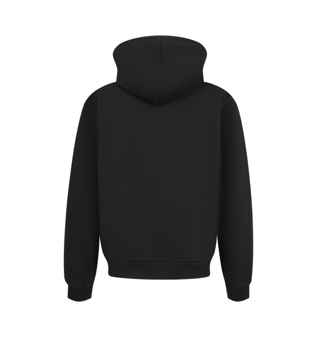 Image 2 of 2 - BLACK - Toteme Men's Zip Hoodie is crafted from cotton fleece and features a relaxed silhouette. Designed with a drawstring hood and front zip closure, this elevated essential is finished with silver-tone hardware and a signature monogram tab at the hem. Main Material: 100% Cotton.