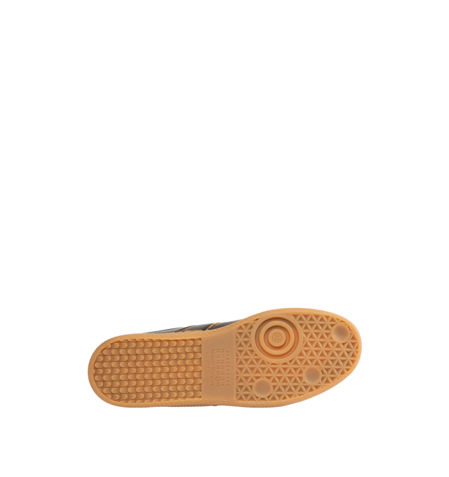 Image 4 of 5 - BROWN - MAISON MARGIELA Replica Sneakers featuring low-top sneakers with distressed contrast overlays, numeric signature tongue, rubber sole with a classic gum finish and white stitching at the back. Upper: 54% Polyamide-Nylon, 46% Polyurethane. Lining: 100% Cotton. Inside: 100% Calf Leather. Made in Italy.