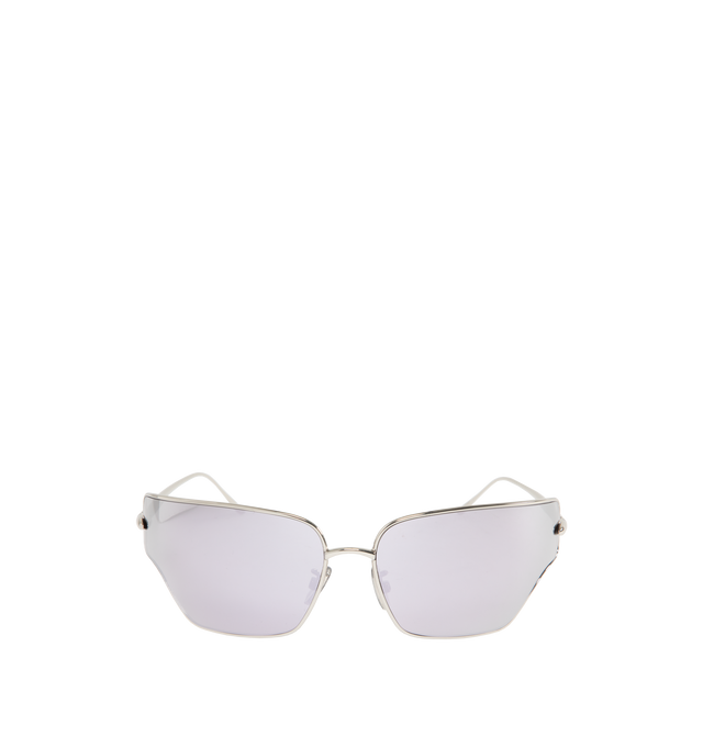 Image 1 of 3 - SILVER - LOEWE Mirrored Oversize Geometric Sunglasses featuring mirrored UV-protective lenses and adjustable nonslip nose pads. 100% UV protection.