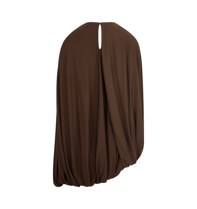 Image 2 of 2 - BROWN - Loewe Women's Top in lightweight viscose crepe jersey featuring an asymmetric silhouette with a hand-draped construction. Regular fit, regular length featuring round neck, rear zip fastening. Viscose. Made in Italy.