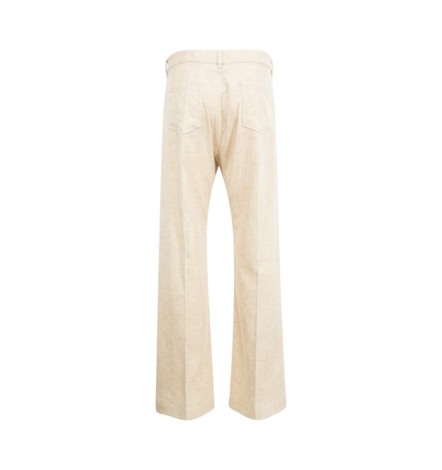 Image 2 of 3 - WHITE - RICK OWENS Geth Jeans featuring wide-leg, low-rise, belt loops, five-pocket styling, button-fly, creased legs and extended cuffs. 100% cotton. Made in Italy.