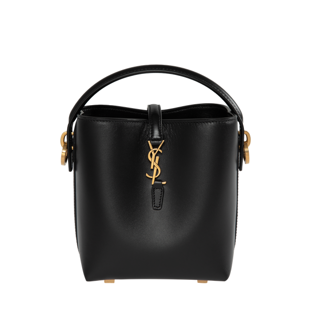 Image 1 of 3 - BLACK - SAINT LAURENT Le 37 Mini Bag in Shiny Leather featuring metal cassandre hook closure, four metal feet, one main compartment and suede lining. 5.9 X 5.1 X 2.4 inches. 90% calfskin leather, 10% metal. 