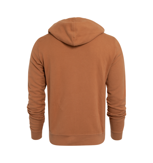 Image 2 of 2 - BROWN - SAINT LAURENT Hoodie featuring kangaroo pocket, adjustable drawstring hood, tonal logo embroidery and rib knit cuffs and hem. 100% cotton. Made in Italy. 
