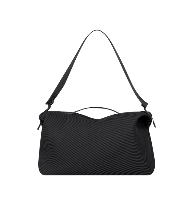 Image 1 of 3 - BLACK - ISSEY MIYAKE Pleats Travel Bag featuring large-capacity bag that can be worn on the shoulder or across the body, interior pockets and pleats. 100% polyester. Lining: 100% nylon. Made in Japan.