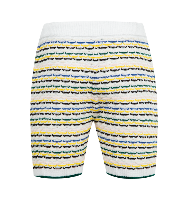 Image 2 of 3 - MULTI - CASABLANCA Tuck Stitch Shorts featuring a knitted design, signature diamond logo, ribbed elasticised waistband, drawstring fastening, ribbed hem detail and a relaxed silhouette. 100% cotton.
