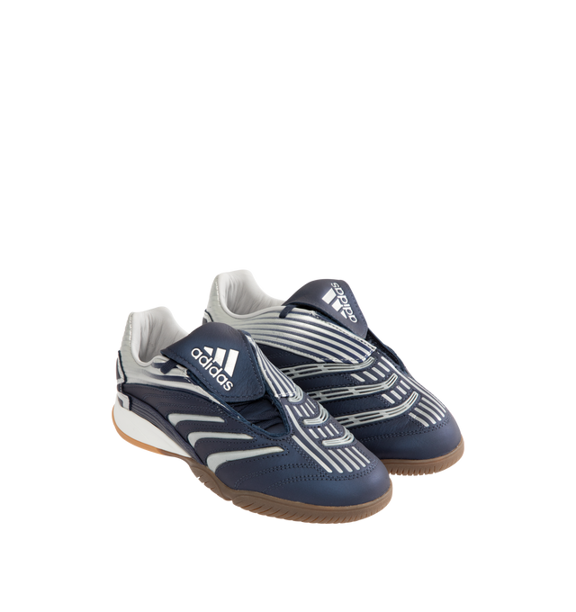 Image 2 of 5 - NAVY - ADIDAS Predator Sala Unisex Sneaker featuring a fold-over tongue, regular fit, lace closure, leather upper, leather lining and rubber outsole.