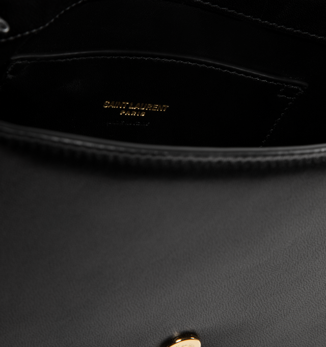 Image 3 of 3 - BLACK - SAINT LAURENT Kate Soup Bag featuring one compartment, interior pocket, chain strap and fold over closure. 20 cm x height 20 cm x depth 6 cm. Leather. Made in Italy.