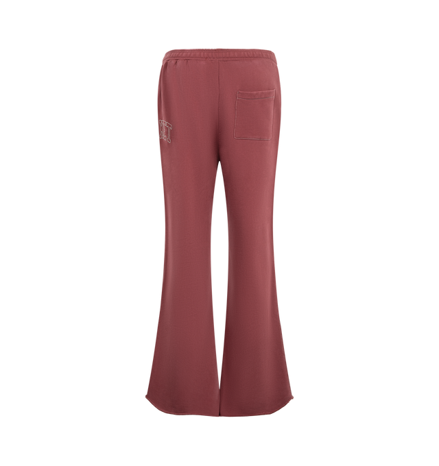Image 2 of 3 - RED - Market Men's Big Stitch Open Leg Sweatpants are crafted from heavyweight cotton fleece and feature a relaxed open-leg silhouette with oversized contrast stitching, an elasticated drawstring waistband, side pockets, and a back pocket for everyday functionality. These designer sweatpants combine premium comfort with Market's signature contemporary streetwear aesthetic, creating an elevated essential for casual wear. Main Material: 100% Cotton.